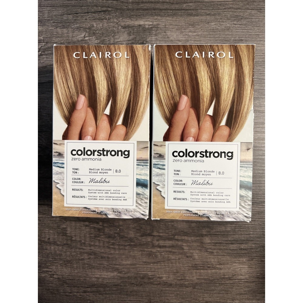 2 Count Clairol Colorstrong Permanent Hair Color #8.0 Medium Blonde Mailbu